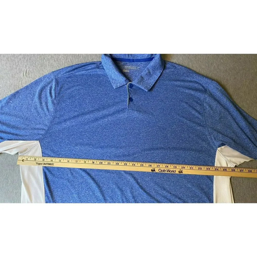 Nike Golf Tour Performance Dri Fit Polo Shirt 2XL Mens Blue/White Short Sleeve